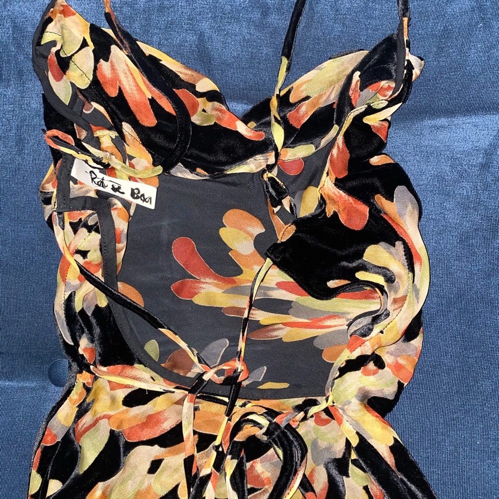 Rat & Boa Black Floral Mini Dress with Orange and Cream Accents - Picture 5 of 9